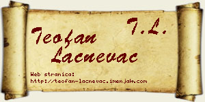Teofan Lačnevac vizit kartica